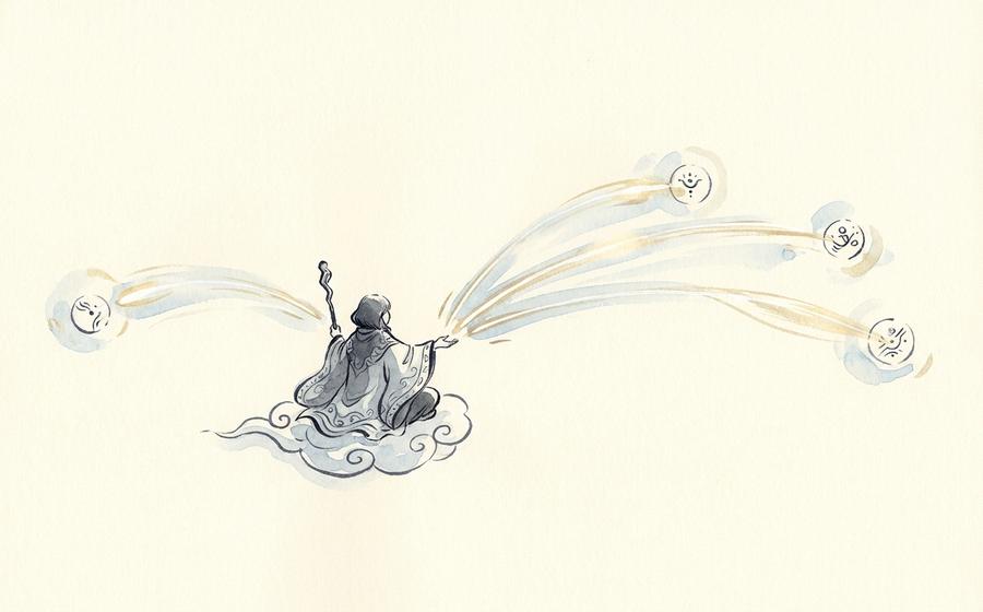 Aquarell-Illustration zum Media-Buyer-Agent